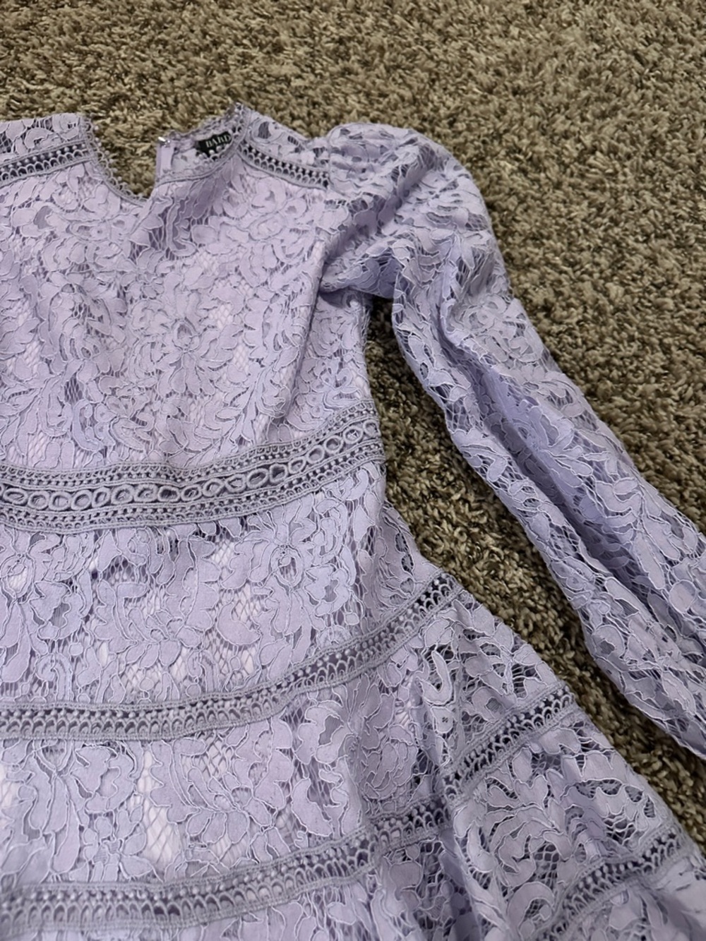 Bardot Lilac Lace Long-Sleeve Fit & Flare Dress - Picture 4 of 4